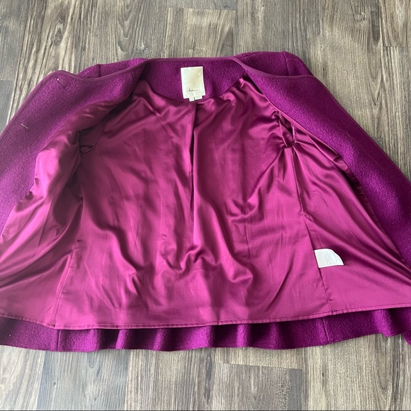 Anthropologie Elevenses Raspberry Peplum Structured Wool Blend Blazer - Picture 7 of 16